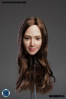Sexy Asian Head brown long Hair im Maßstab 1:6 