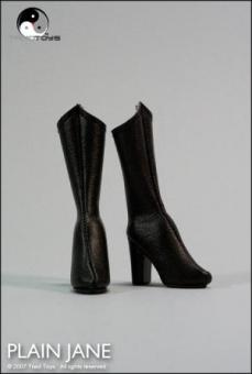 Black leather kneecut boots 