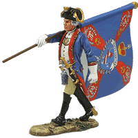American war of Independence: Hessian Grenadiers Marching Flag bearer 