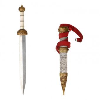 Roman Centurian Sword with Scabbard (Silver) (Die Cast) 1/6 