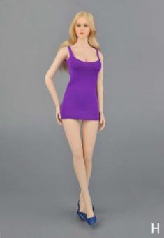 1/6 Dress and Underwear Set (Purple) - Dress - Black underwear 