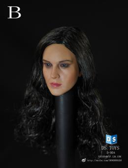 Female  Head withLong Black Curly Hairstyle 