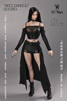 Female Detachable Long Skirt Dark Rock Set (Black) 1:6 