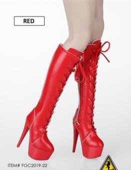 Female Heeled Boots (Red) 