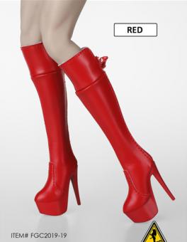 Female Heeled Boots (Red) 