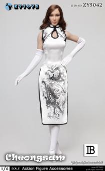 1:6 Female Sexy Cheongsam Suit Set (White) 