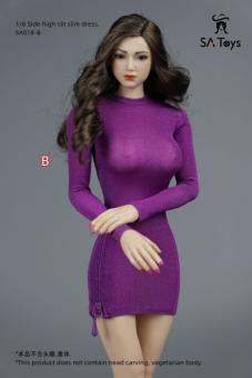 Female Side High Slit Slim Dress (Purple) 1:6 