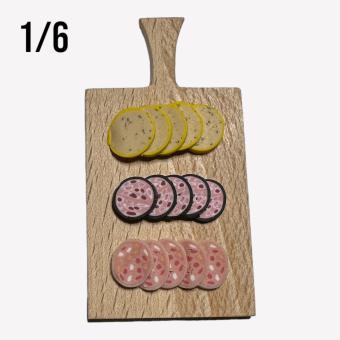 1/6 Wooden Tray with cold cuts 