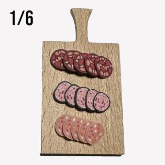 1/6 Wooden Tray with cold cuts 