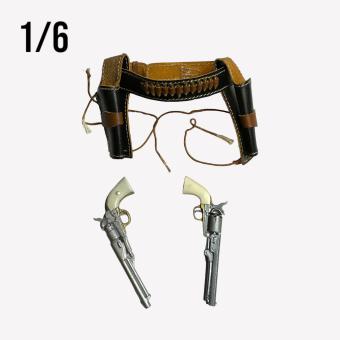 Double Holster Belt w/Bullets and Pistols 