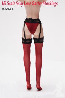 Garter Lace Stockings with Briefs Red Black 