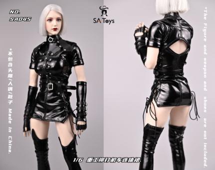 Female Gothic Skinny Leather Suit Set (Black) 1:6 