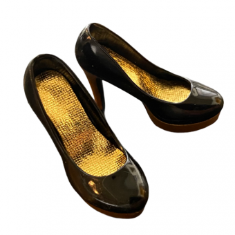 Women's Two Colors High Heel Shoes (Gold Black) 