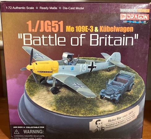 Artikelbild des Artikels “1:72 Heinz Bär ME109E-3 & KUBELWAGEN BATTLE OF BRITAIN “