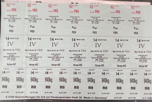 Artikelbild des Artikels “88 panzergranaten kwk36 decal Set 2 (8.8 KwK36) “