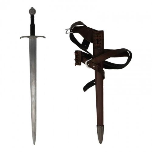 Product image of the product “Diecast Knight Sword with Scabbard and Double Belt (Grey)1/6 ”