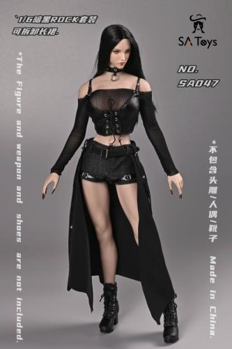 Product image of the product “Female Detachable Long Skirt Dark Rock Set (Black) 1/6 ”