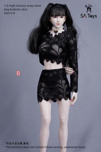Artikelbild des Artikels “Female High-Bounce Wrap Chest Bag Buttocks Skirt Set (Black) 1:6 “