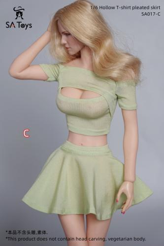 Artikelbild des Artikels “Female Hollow T-shirt and Pleated Skirt Set (Khaki) “
