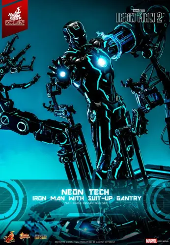 Artikelbild des Artikels “Iron Man 2 Neon Tech Iron Man mit Suit-Up Gantry 1/6 Actionfigur 32 cm “