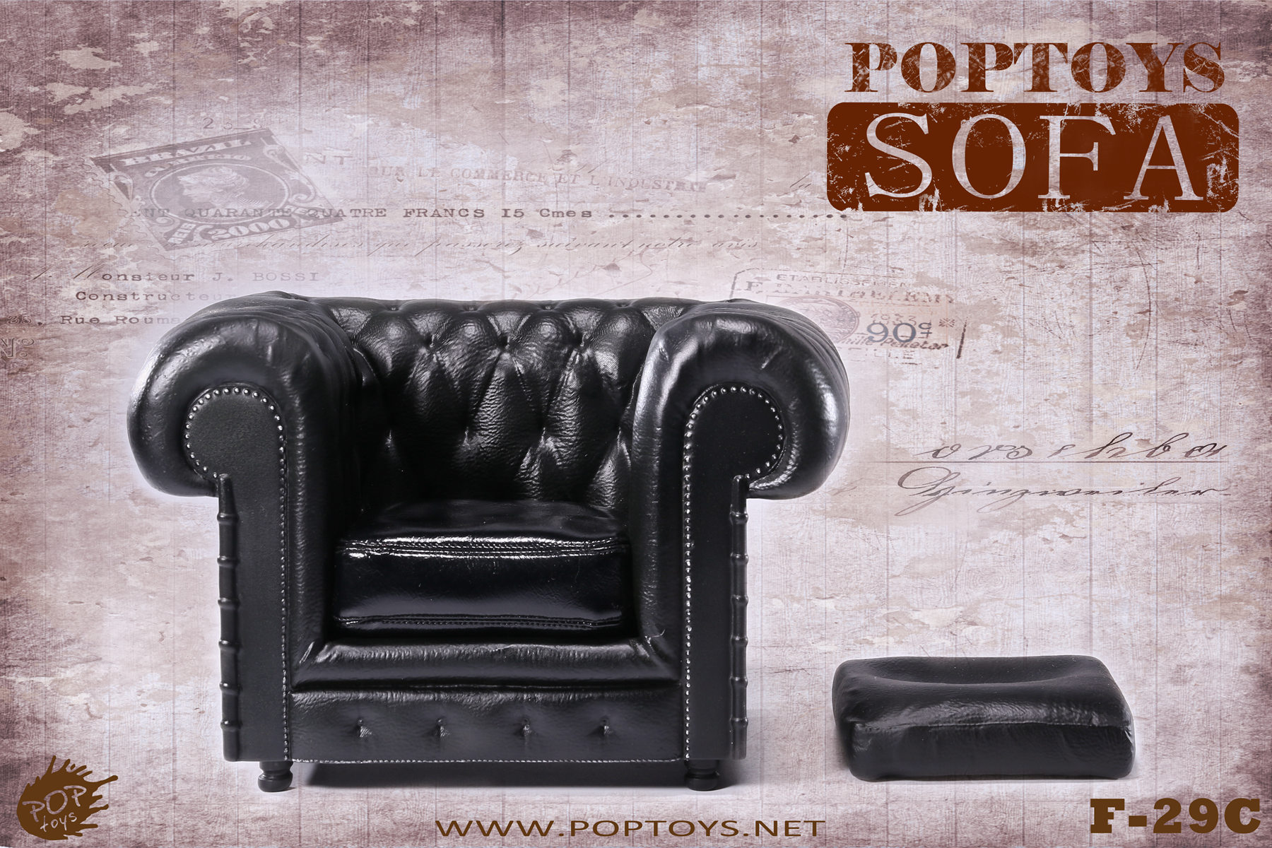  Artikelbild 1 des Artikels “British Chesterfield Sessel - im Maßstab 1:6 Schwarz - im Maßstab 1:6 “