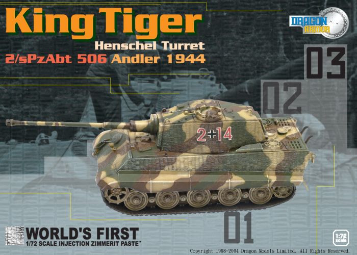  Product image 1 of the product “1:72 King Tiger (Henschel Turret) 2/sPzAbt 506, Andler 1944 w/Zimmerit coating ”