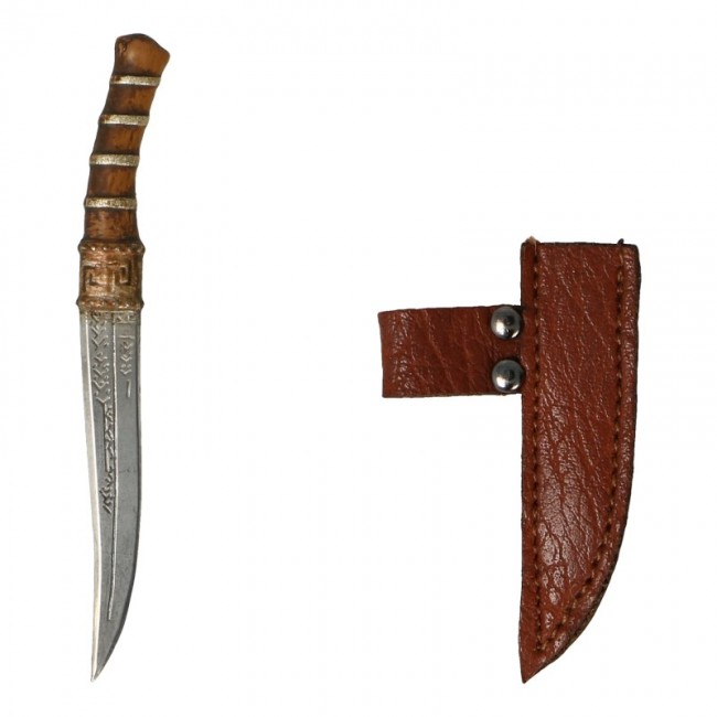  Product image 1 of the product “1/6 Diecast Knight Teutonic Herald Dagger with Leather Scabbard (Silver) ”
