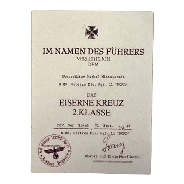  Product image 1 of the product “EK 2 Urkunde 1/6 ”