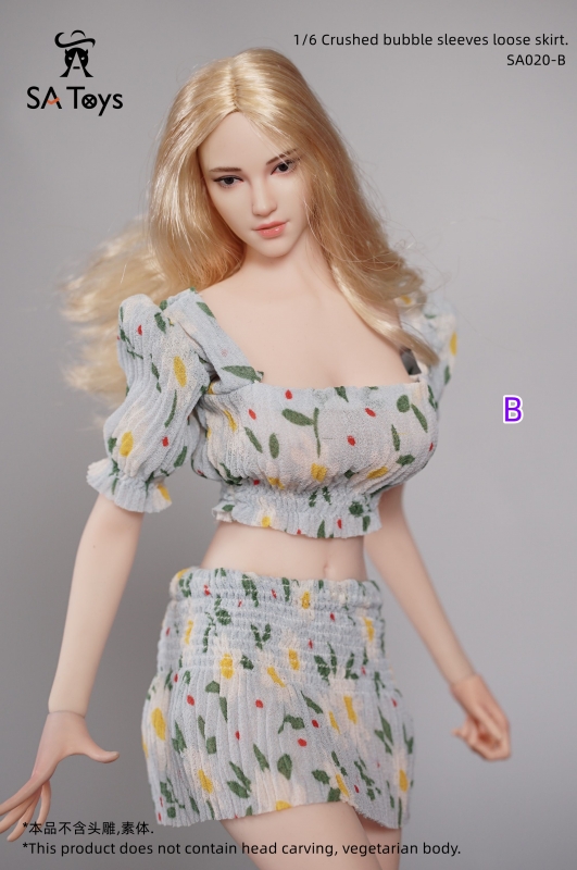  Product image 1 of the product “Female Crushed Bubble Sleeves and Loose Skirt Set (Blue)  1:6 ”