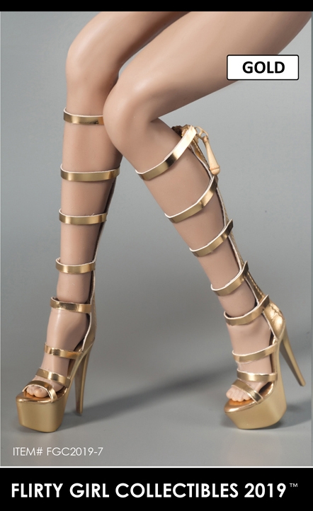  Product image 1 of the product “1/6 Female Heeled Boots (Gold) ”