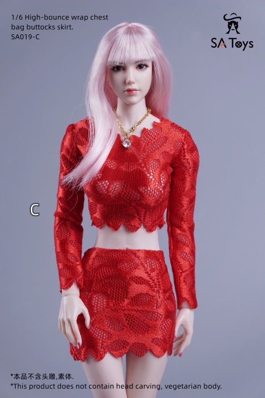  Product image 1 of the product “Female High-Bounce Wrap Chest Bag Buttocks Skirt Set (Red)  1:6 ”