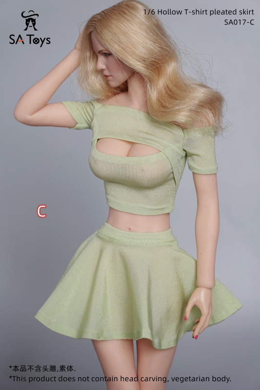  Artikelbild 1 des Artikels “Female Hollow T-shirt and Pleated Skirt Set (Khaki) “