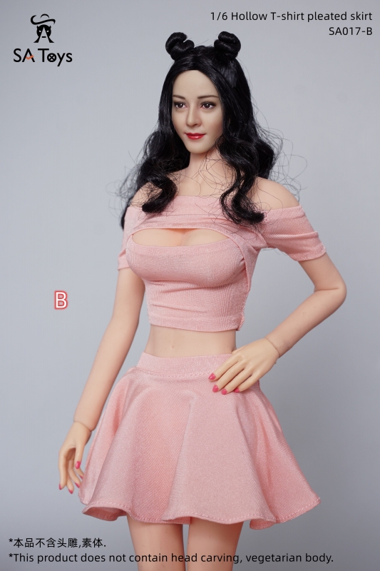  Product image 1 of the product “Female Hollow T-shirt and Pleated Skirt Set (Pink)  1:6 ”