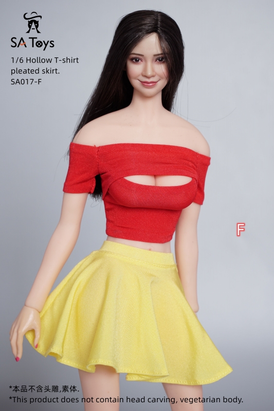  Product image 1 of the product “Female Hollow T-shirt and Pleated Skirt Set (Red)  1:6 ”
