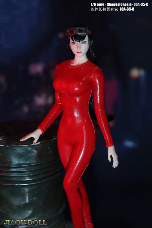  Product image 1 of the product “1:6 Female Leather Long Sleeved Onesie Suit (Red) ”