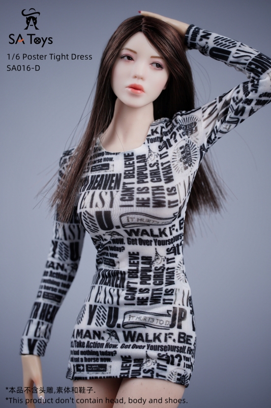  Product image 1 of the product “Female Poster Tight Dress (White) 1:6 ”