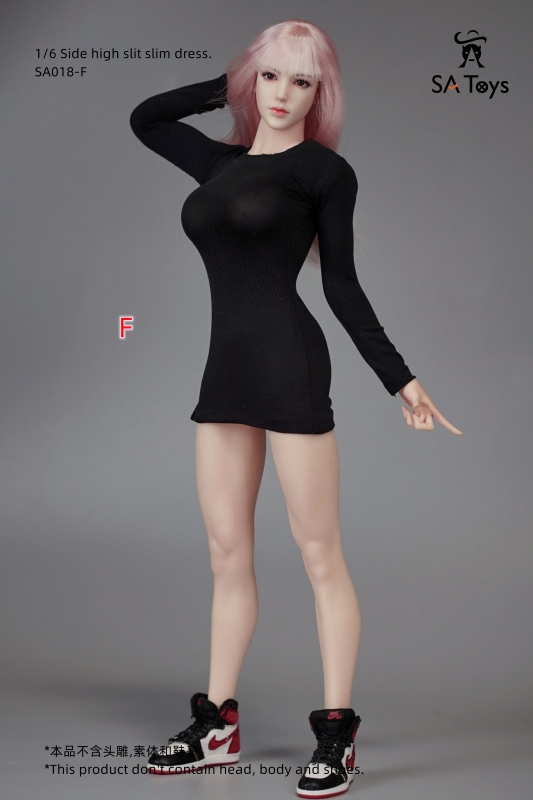 Product image 1 of the product “Female Side High Slit Slim Dress (Black) 1:6 ”