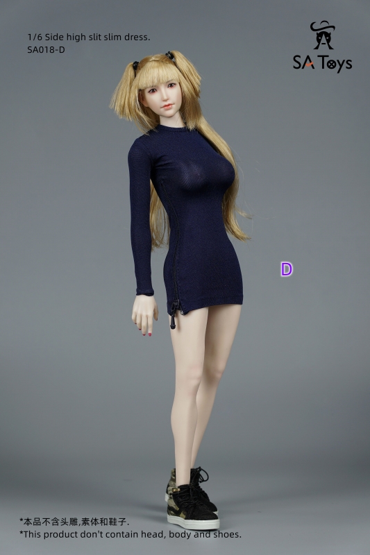  Product image 1 of the product “Female Side High Slit Slim Dress (Blue) 1:6 ”