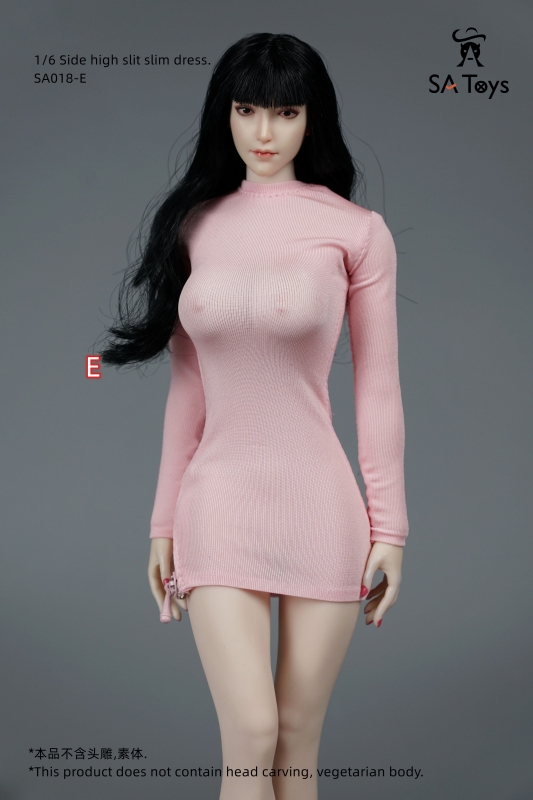  Product image 1 of the product “Female Side High Slit Slim Dress (Pink) 1:6 ”