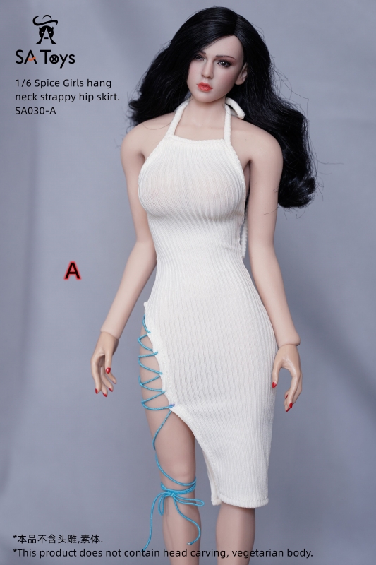  Product image 1 of the product “Female Side High Slit Slim Dress (White) ”