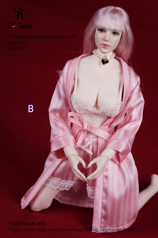  Product image 1 of the product “Female Silk Pajama Set (Pink) 1:6 ”