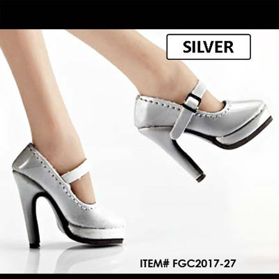  Product image 1 of the product “High Heels Silver (Oktober Girl) Kunst-Leder 1/6 ”