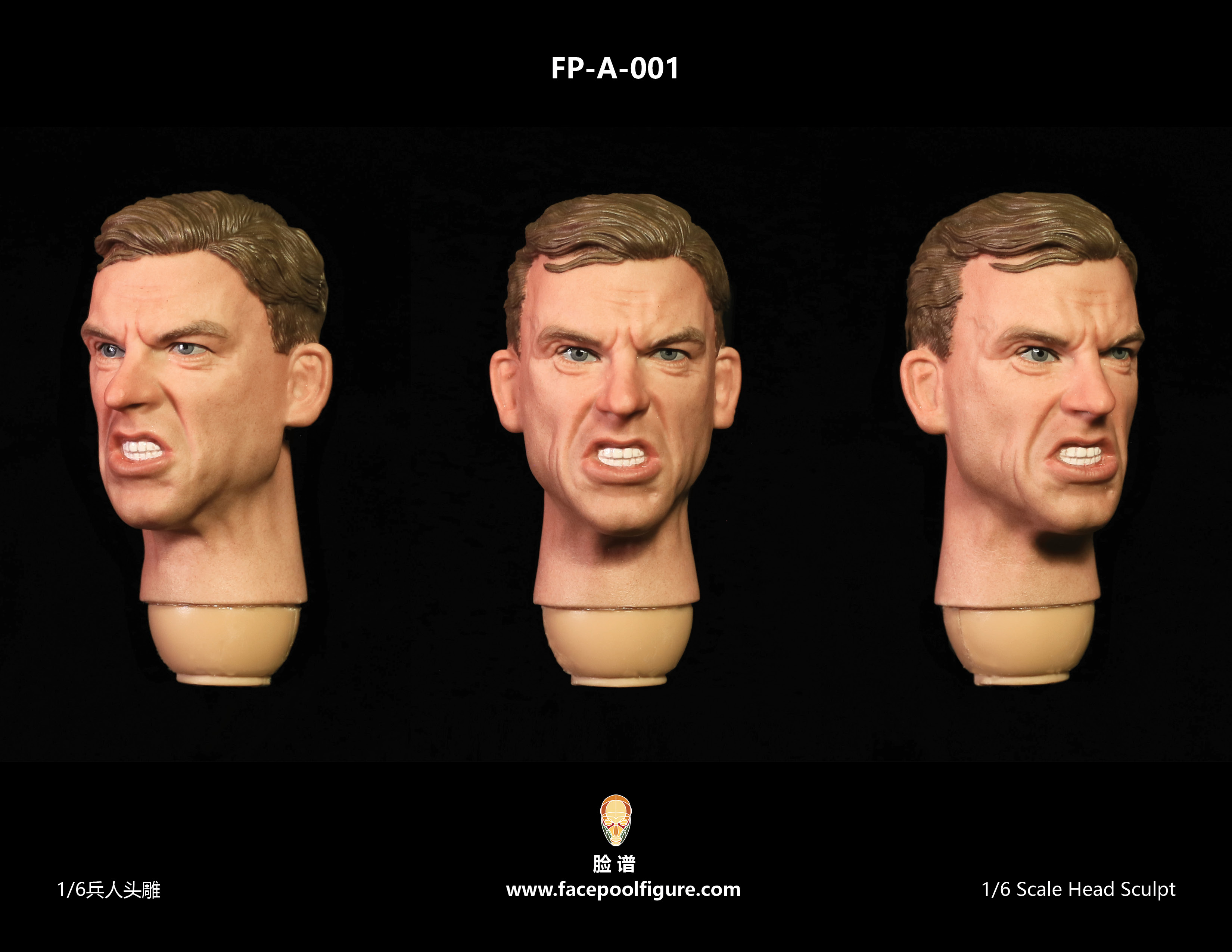  Product image 1 of the product “Male Head Sculpture with Expression 1/6 ”