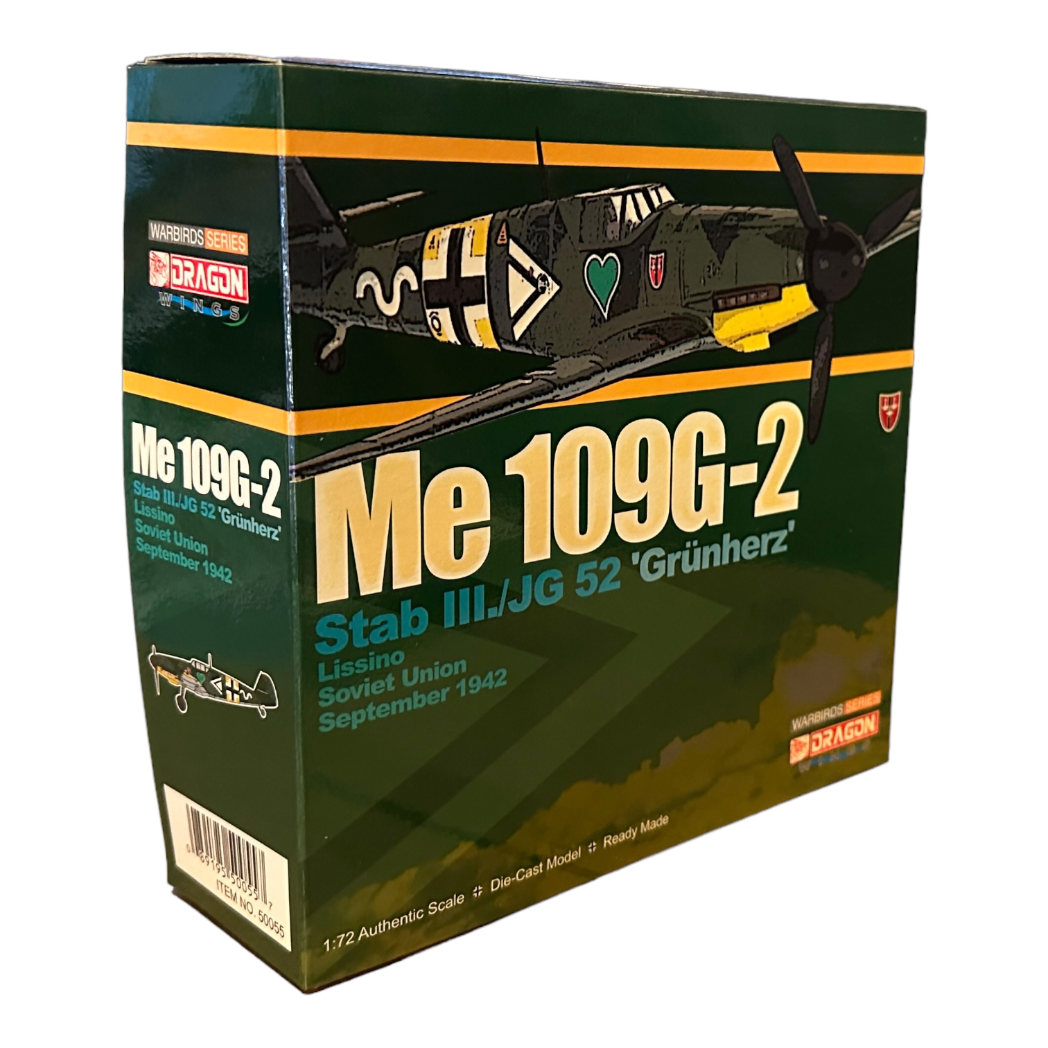  Product image 1 of the product “1:72 Me 109G-2 Stab 3 JG 52 Grünherz 1942 Fertigmodell Metal ”