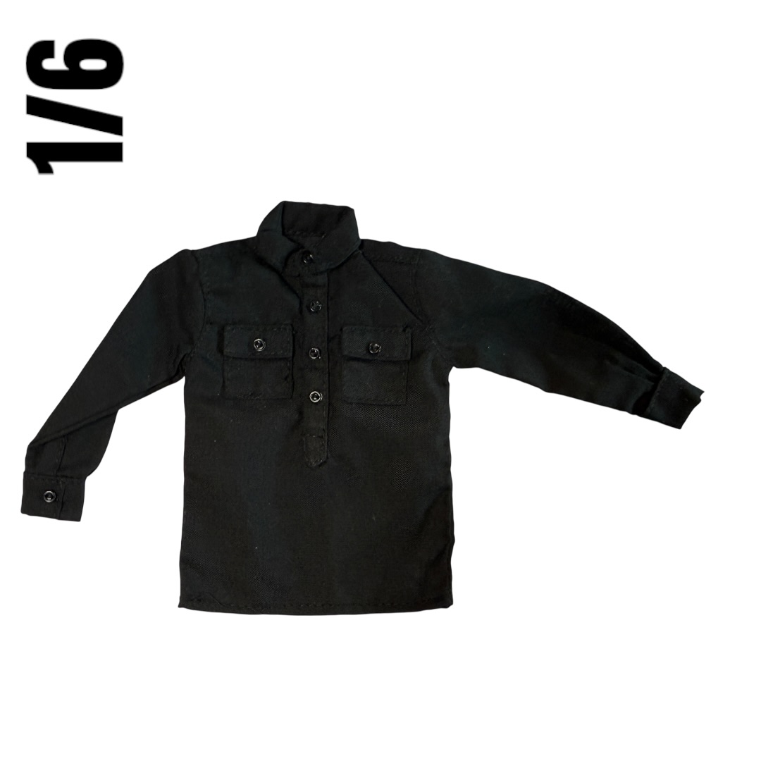  Product image 1 of the product “Field Shirt black 2 Pockets 1/6 (Real Buttons) ”