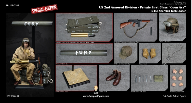  Artikelbild 1 des Artikels “Wardaddy - Fury - Tank Loader - US 2nd Armored Division - in 1/6 scale “