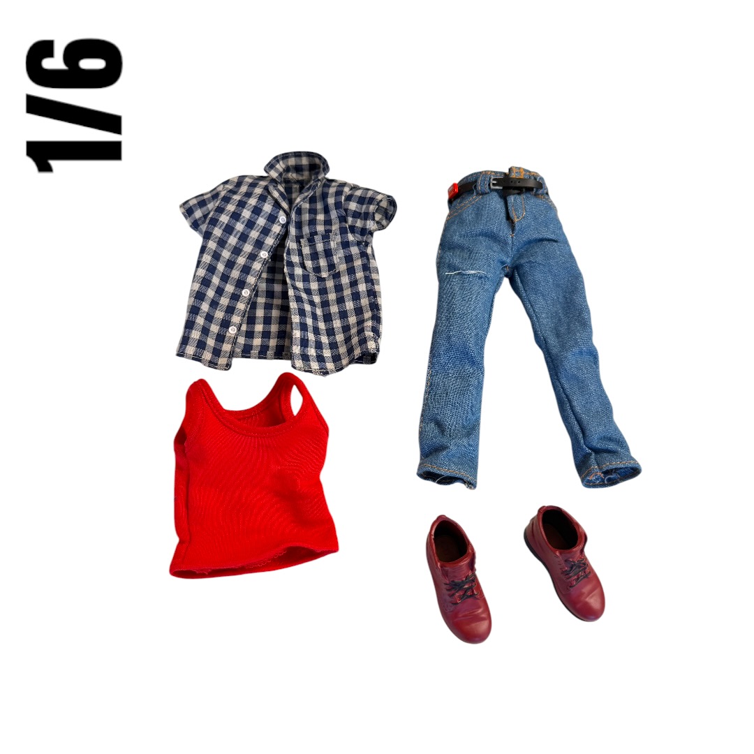  Artikelbild 1 des Artikels “1/6 Casual Outfit Set mit Jeans, kariertem Hemd “
