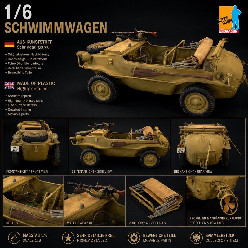 Product image 1 of the product “Schwimmwagen Typ 166 1:6 ”