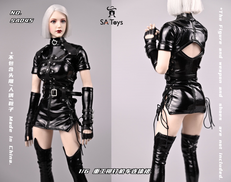  Artikelbild 1 des Artikels “Female Gothic Skinny Leather Suit Set (Black) 1:6 “