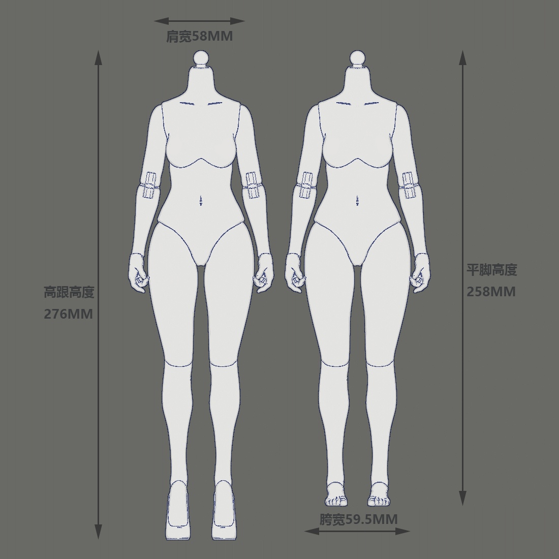  Product image 2 of the product “1:6 Narrow Shoulder Large Bust Body 1/6 (White Skin) ”